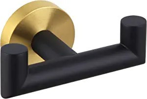 Angle Simple Double Towel Hook Black & Gold, Stainless Steel Bathroom Towel Holder, Hand Towel Ha... | Amazon (US)