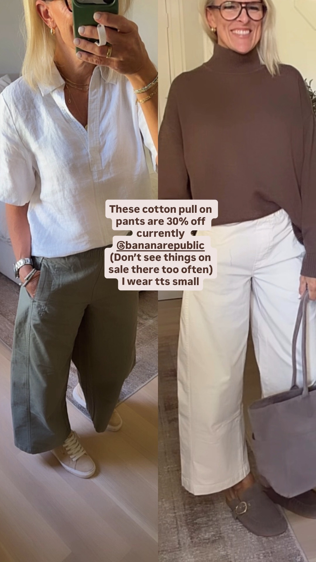 I wear these pants on repeat, have them in two colors which I had a third color. They are easy, comfortable, and so cute.

I wear true size in these of a small.

They are currently 30% off applied at checkout. 

Also come in a new corduroy version! ￼￼