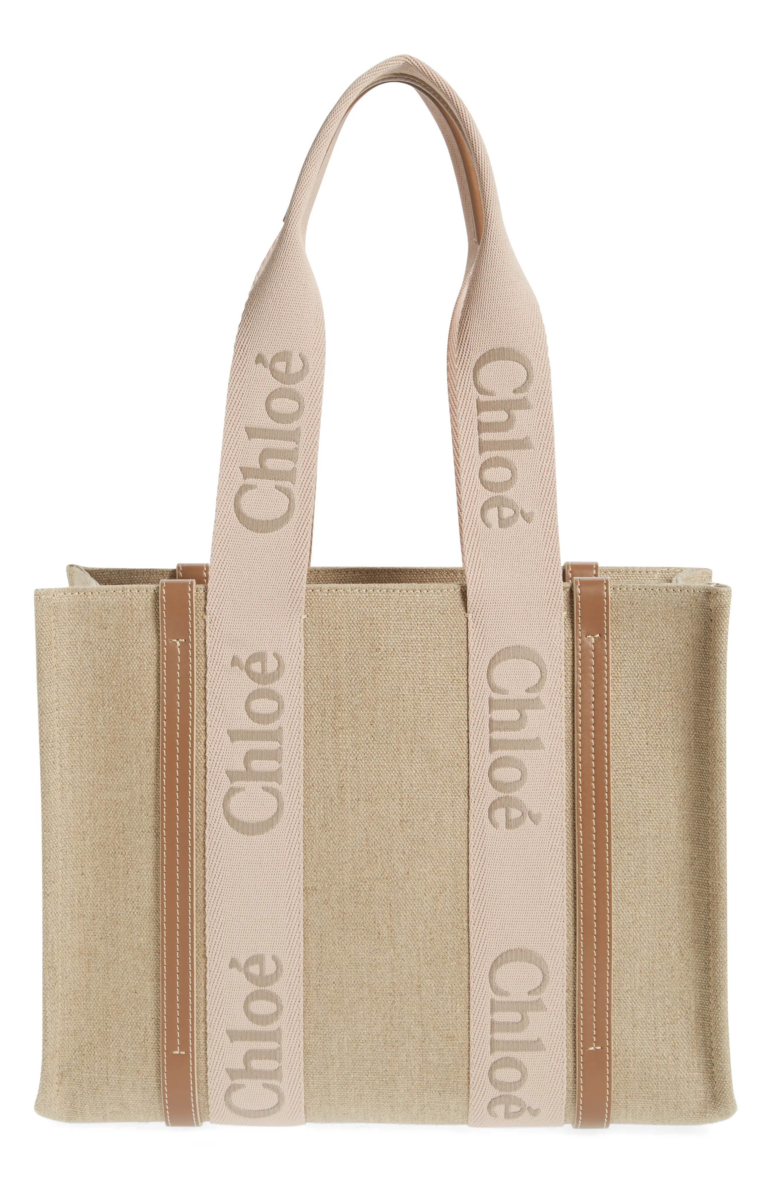 Chlo\u00e9 Medium Woody Linen Canvas Tote (Women) | Nordstrom | Nordstrom