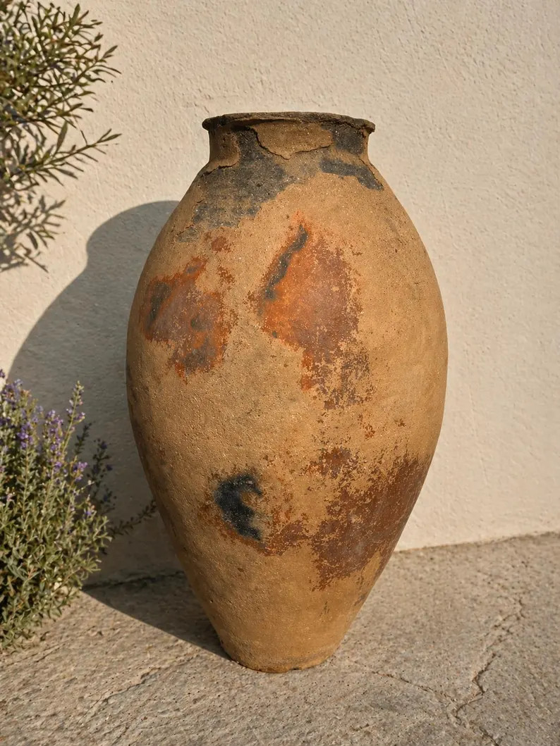 Large Antique Anatolian Terracotta Pithos, 80cm Ottoman Olive Oil Jar, Monumental Turkish Clay Ve... | Etsy (Global)