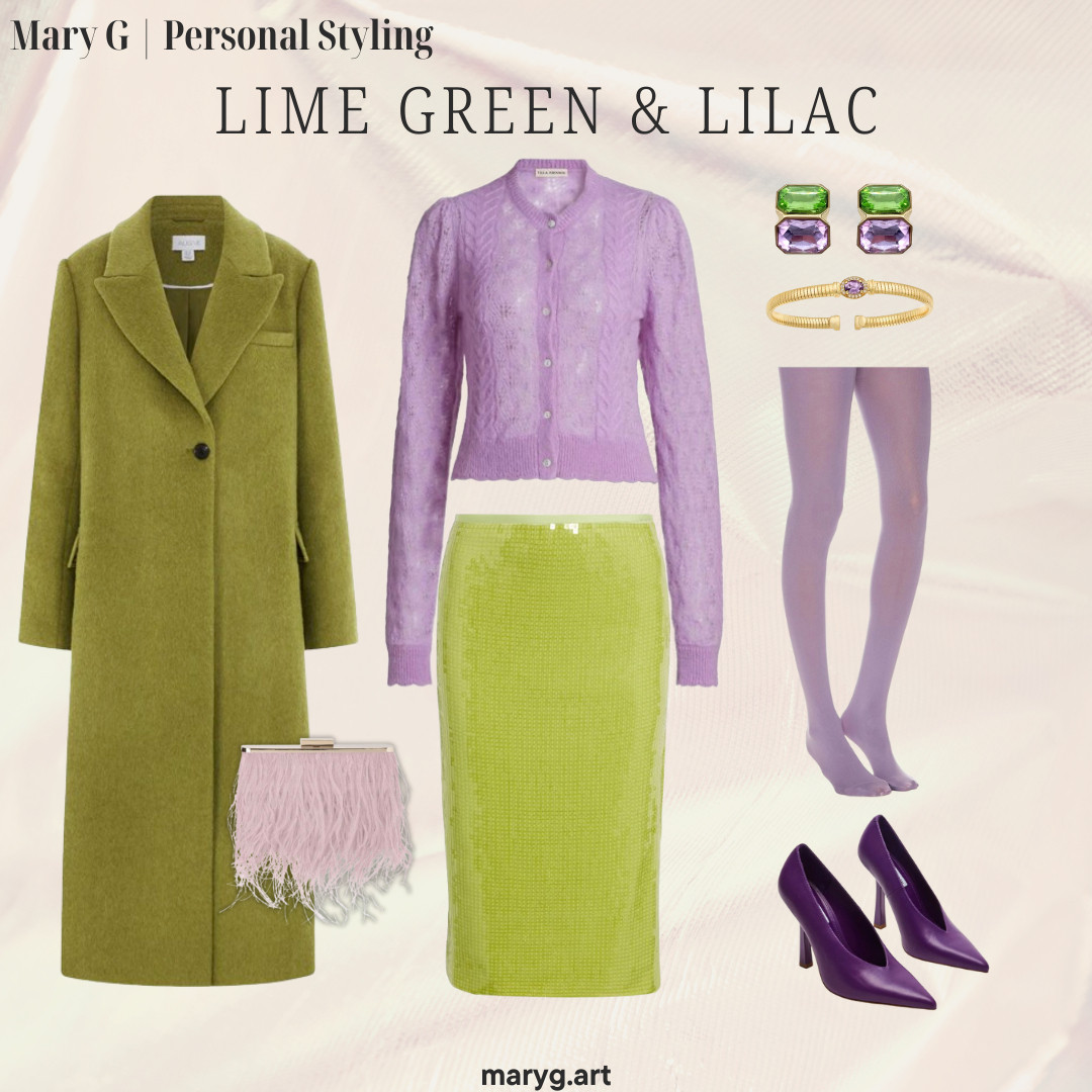 Lime Green & Lilac Winter Outfit 

 #LTKHoliday #LTKSeasonal #LTKItBag