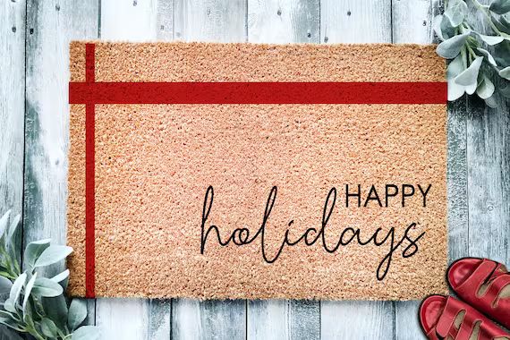 Happy Holidays Door Mat | Christmas Doormat | Merry Christmas | Winter Decor | Welcome Mat | Holi... | Etsy (US)