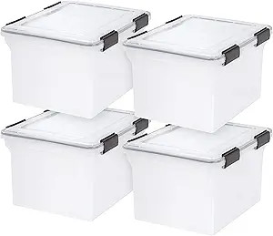 IRIS USA 32 Quart WEATHERPRO Letter Size Portable File Box, Plastic Storage Container with Durabl... | Amazon (US)