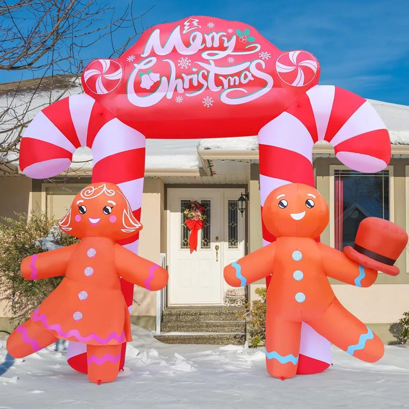 Christmas Inflatable 9.6 FT Christmas Inflatables Archway Outdoor Decorations Giant Gingerbread A... | Wayfair North America