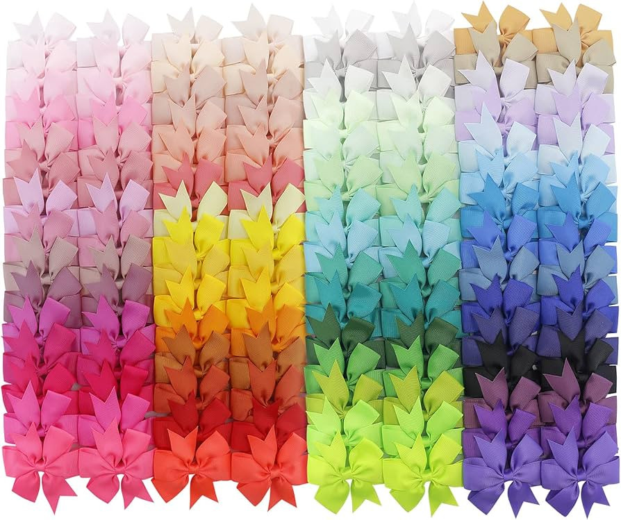 120PCS 3inch Grosgrain Ribbon Polka Dot Pinwheel Hair Bows Boutique Rainbow Bows Alligator Clips ... | Amazon (US)