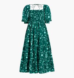 The Nesli Nap Dress - Emerald Botanical Poplin | Hill House Home