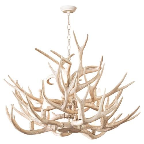 Regina Andrew Southern Living Waylon French Resin Cream Steel Antler Chandelier | Kathy Kuo Home