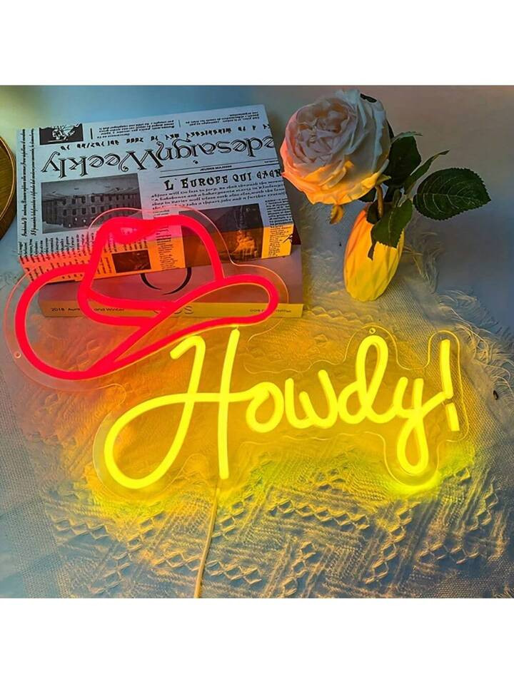 Cowboy Hat Neon Sign Cowboy Neon Lights Signs USB Powered Western Cowboy Neon Signs For Wall Deco... | SHEIN