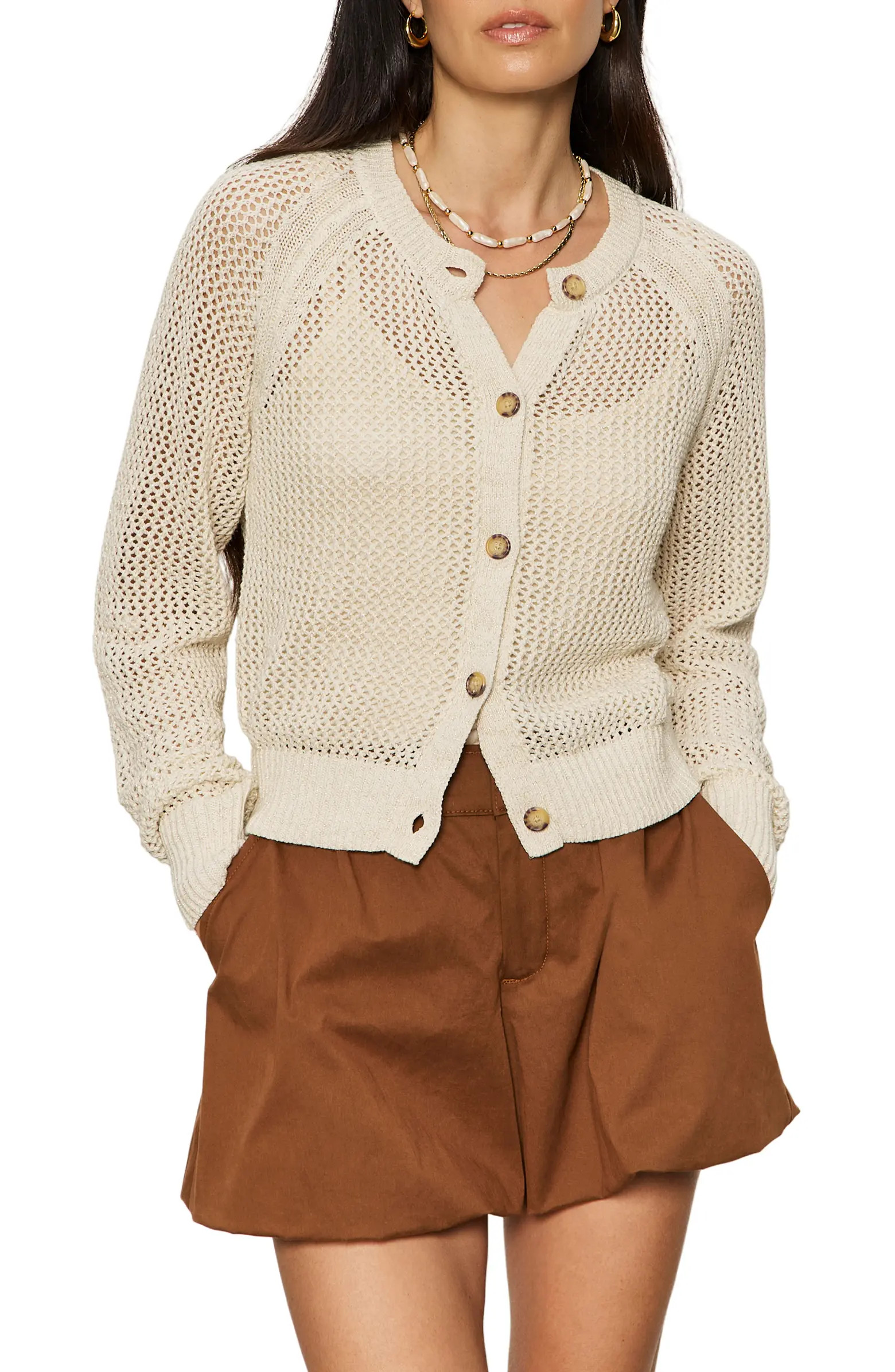 Metallic Open Stitch Cardigan | Nordstrom