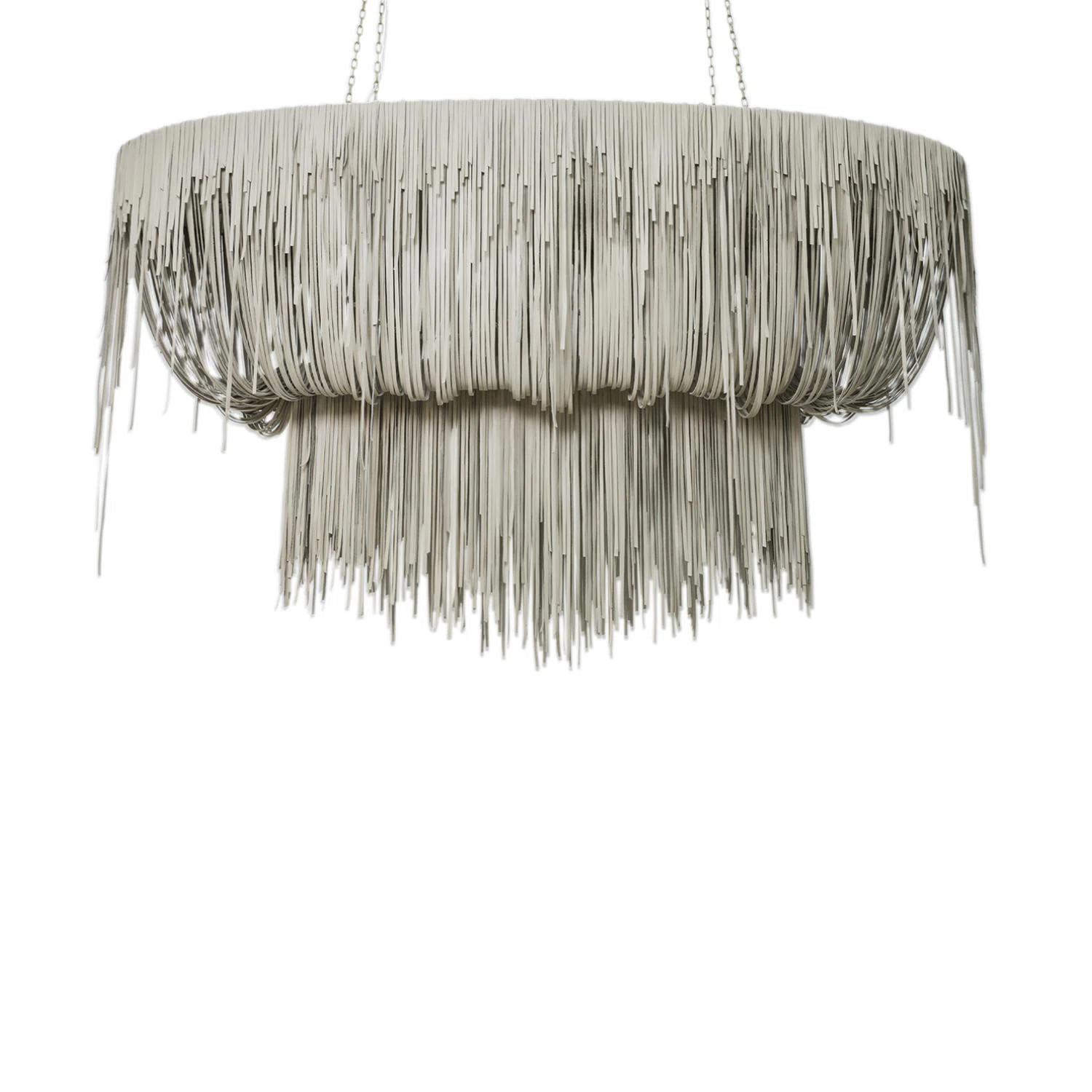 Stretch Oval Leather Fringe Chandelier | Perigold