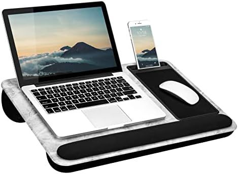 LapGear Home Office Pro Lap Desk with Wrist Rest, Mouse Pad, and Phone Holder - White Marble - Fi... | Amazon (US)