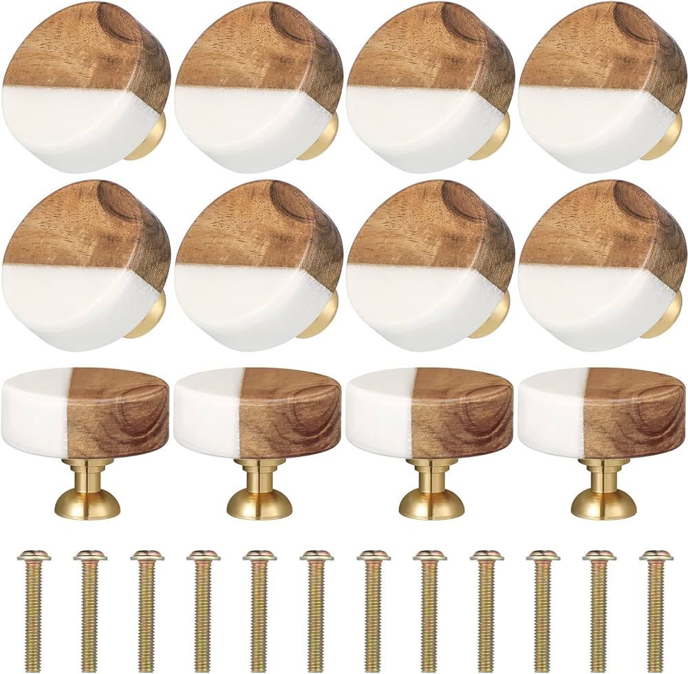 White Marble Stone Cabinet Knobs Wood Drawer Knobs Modern Dresser Cabinet Knobs Round Dresser Pul... | Amazon (US)