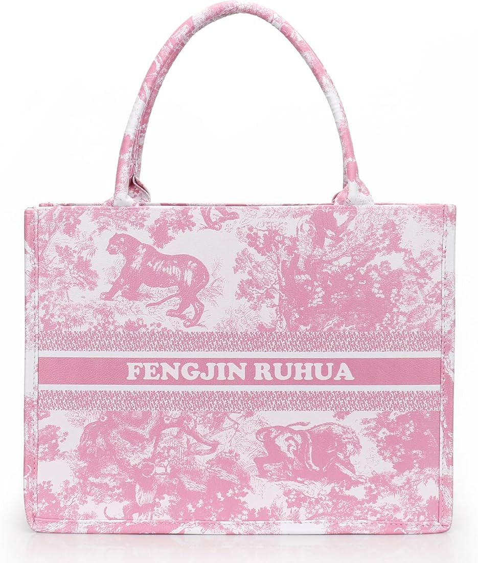 FENGJINRUHUA Fashion Luxury Tote Bag Cotton Linen Handbag Large Capacity Jacquard Embroidery Retr... | Amazon (US)