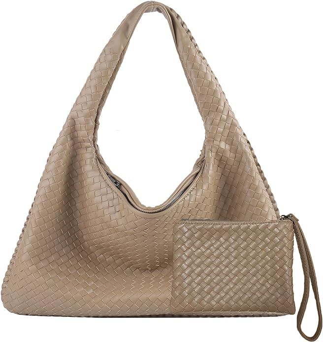 Woven Leather Hobo Bag With Purse for Women Top-handle Shoulder Bag, Tote Bags for Women Large Ca... | Amazon (US)