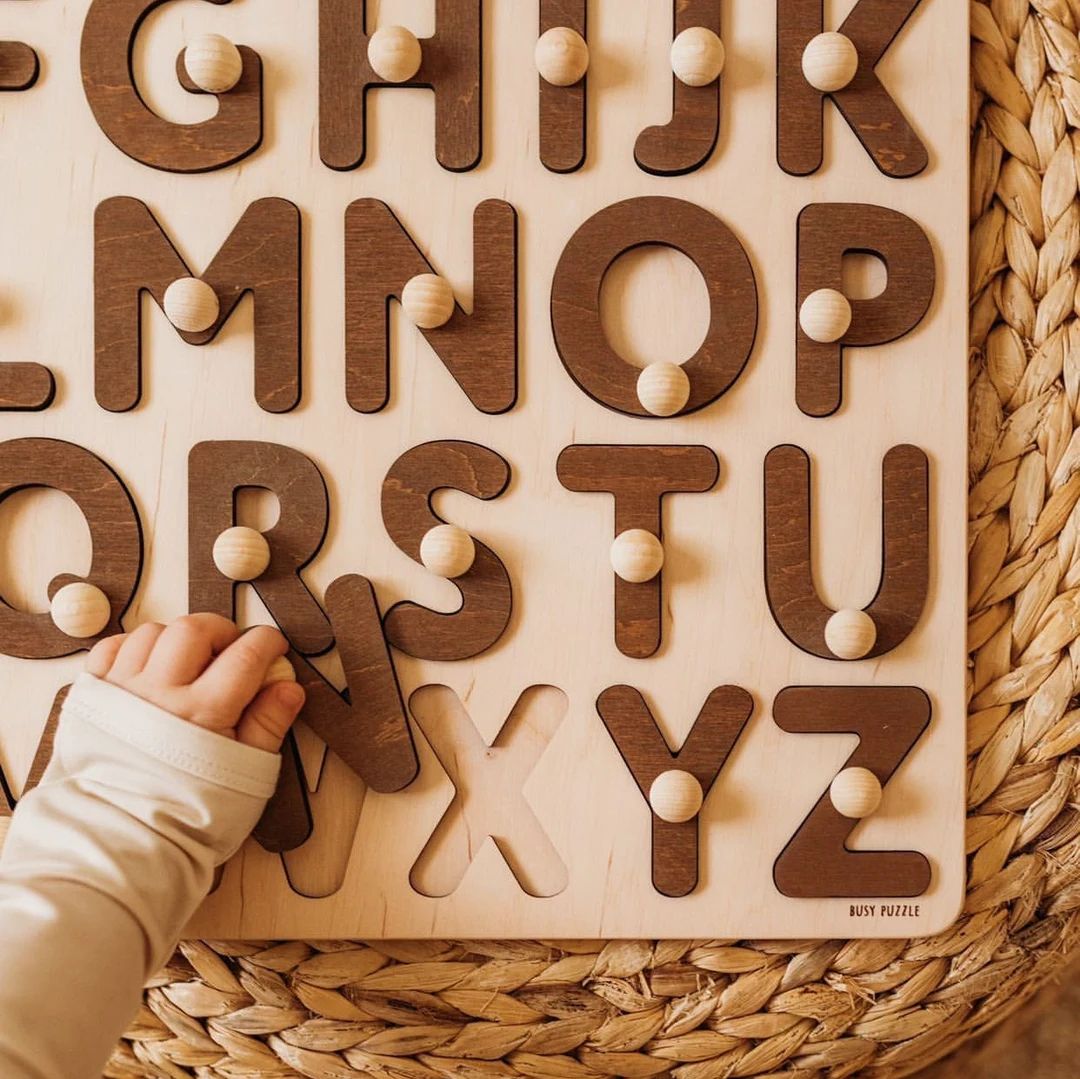 Natural Wooden Alphabet Puzzle Christmas Gifts for Kids - Etsy | Etsy (US)