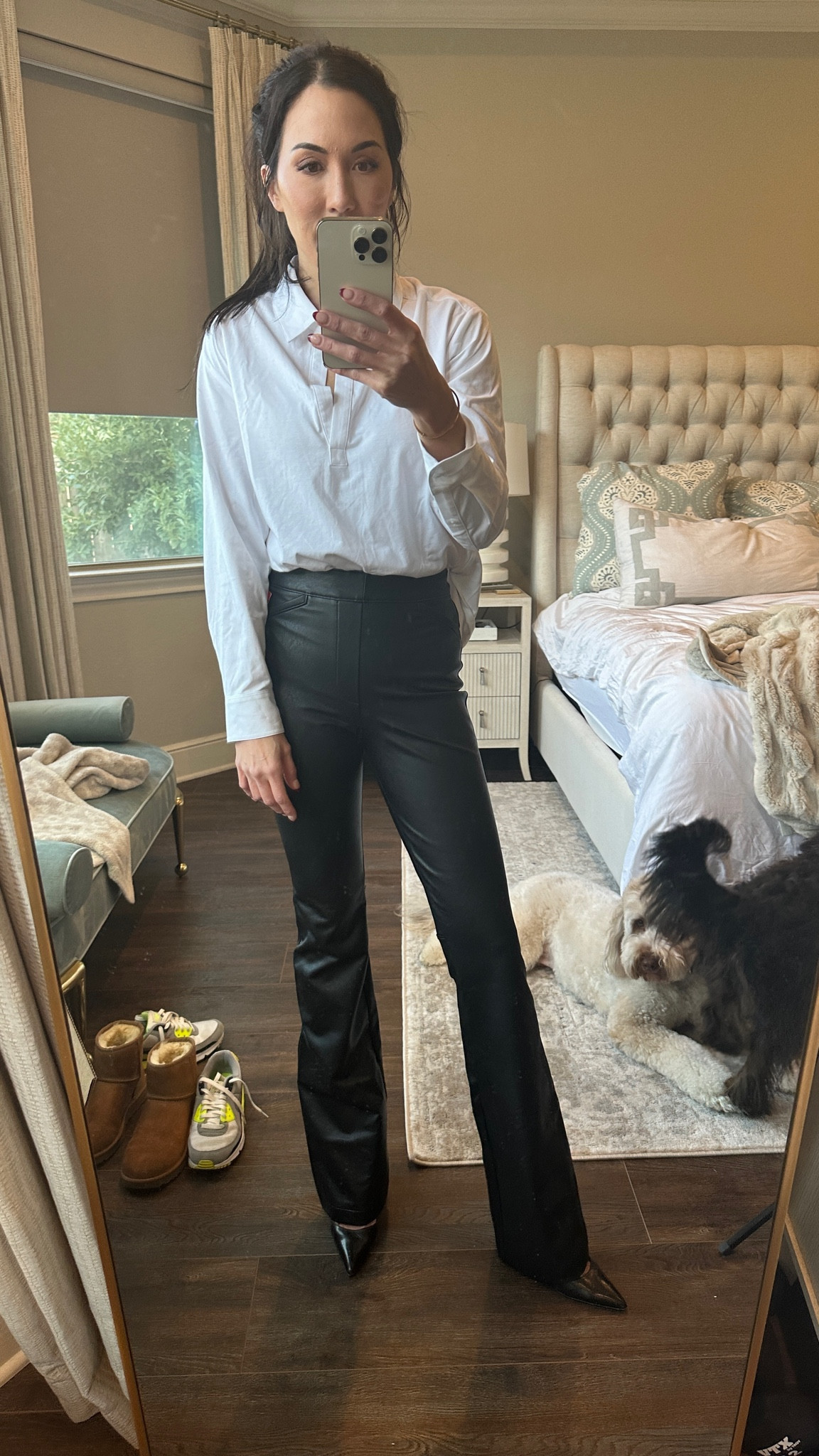 Spanx does it again! This bodysuit is amazing! Wearing a small and a small tall in the flare leggings. This is perfect for workwear or going out. 

#LTKworkwear #LTKstyletip #LTKover40