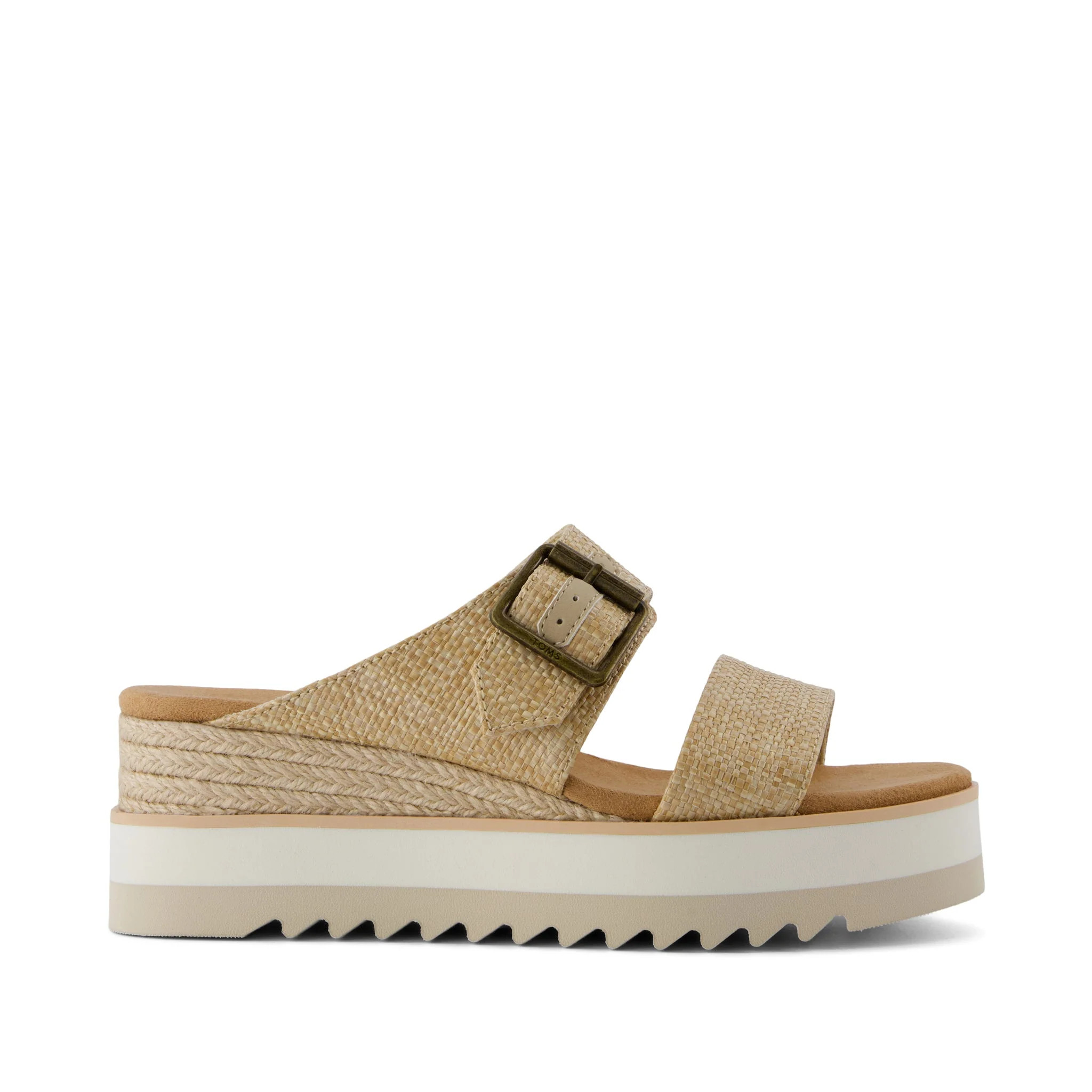 Diana Mule Buckle Wedge Sandal Almond Raffia | Toms EMEA
