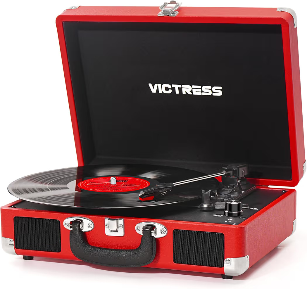 Vinyl Record Player, Portable Suitcase Turntable with PC Recording & Bluetooth Input/Output, 3-Sp... | Amazon (US)