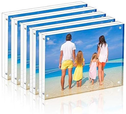 Meetu Acrylic Picture Frame 4x6,Clear Freestanding Double Sided 20mm Thickness Frameless Magnetic... | Amazon (US)
