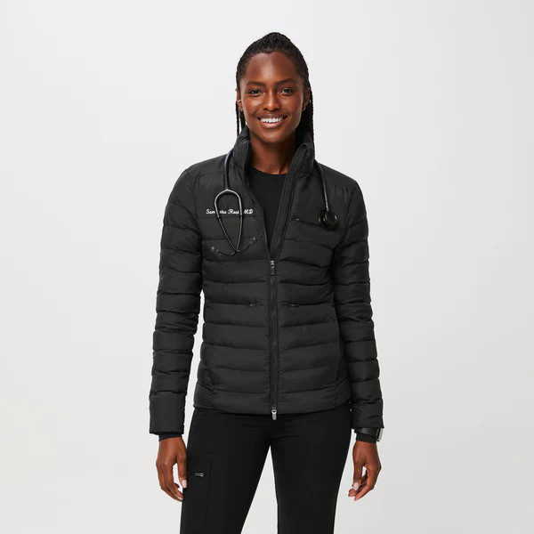 Women’s On-Shift™ Packable Puffer Jacket - Black · FIGS | FIGS