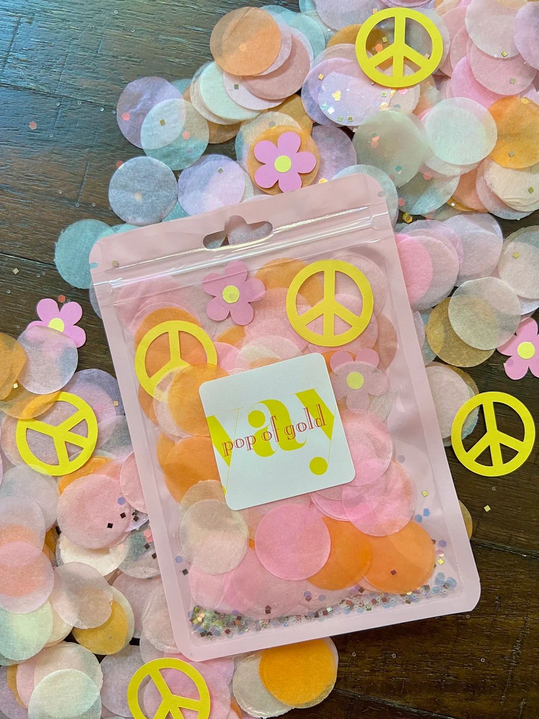 Groovy Confetti for Hippie Birthday Party Daisy Peace Sign - Etsy | Etsy (US)
