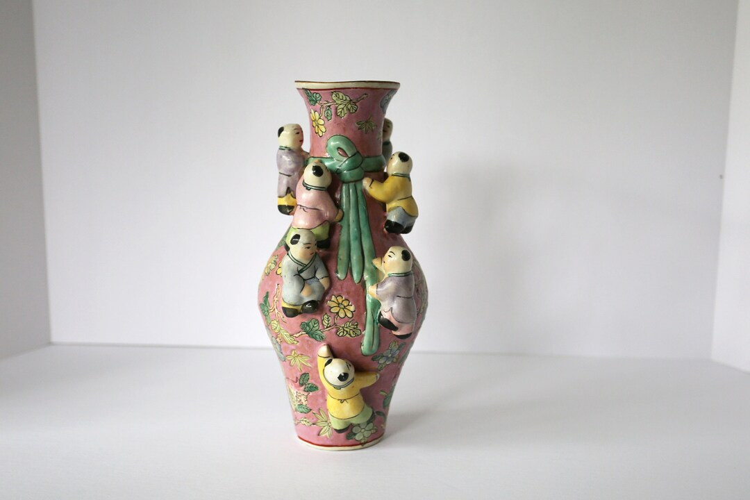 Vintage/chinese/fertility/rare Vase/signed Chinese Fertility Vase/hand Painted/porcelain/seven Ch... | Etsy (US)