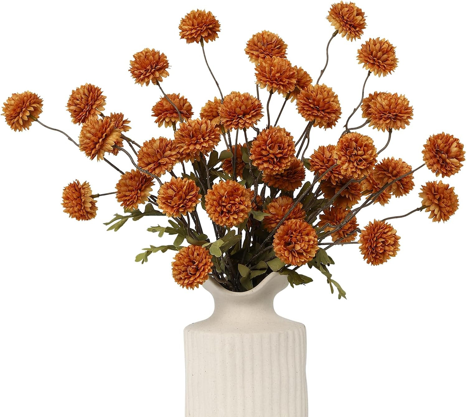 DuHouse 6pcs Faux Silk Pompon Mum Small Chrysanthemum Ball Burnt Orange | Amazon (US)