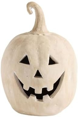 Hallowmas Handcrafted Jack-O'-Lantern, Artisanal Kiln-Fired Terracotta Pumpkin with Hand-Carved D... | Amazon (US)