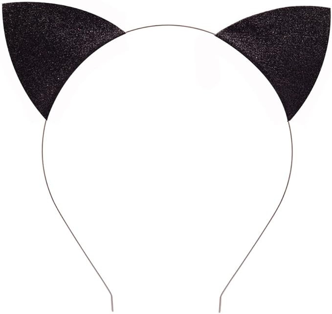 Merroyal Glitter Cat Ears Headband Halloween Fancy Dress Cat Woman Hairband Cosplay | Amazon (US)