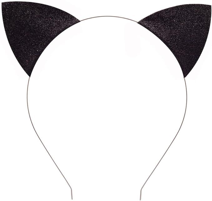 Merroyal Glitter Cat Ears Headband Halloween Fancy Dress Cat Woman Hairband Cosplay | Amazon (US)