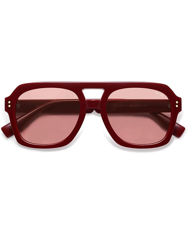 SOJOS Retro Thick Polarized Aviator Sunglasses for Women Men, Large Trendy Bold Square Pilot Shad... | Amazon (US)