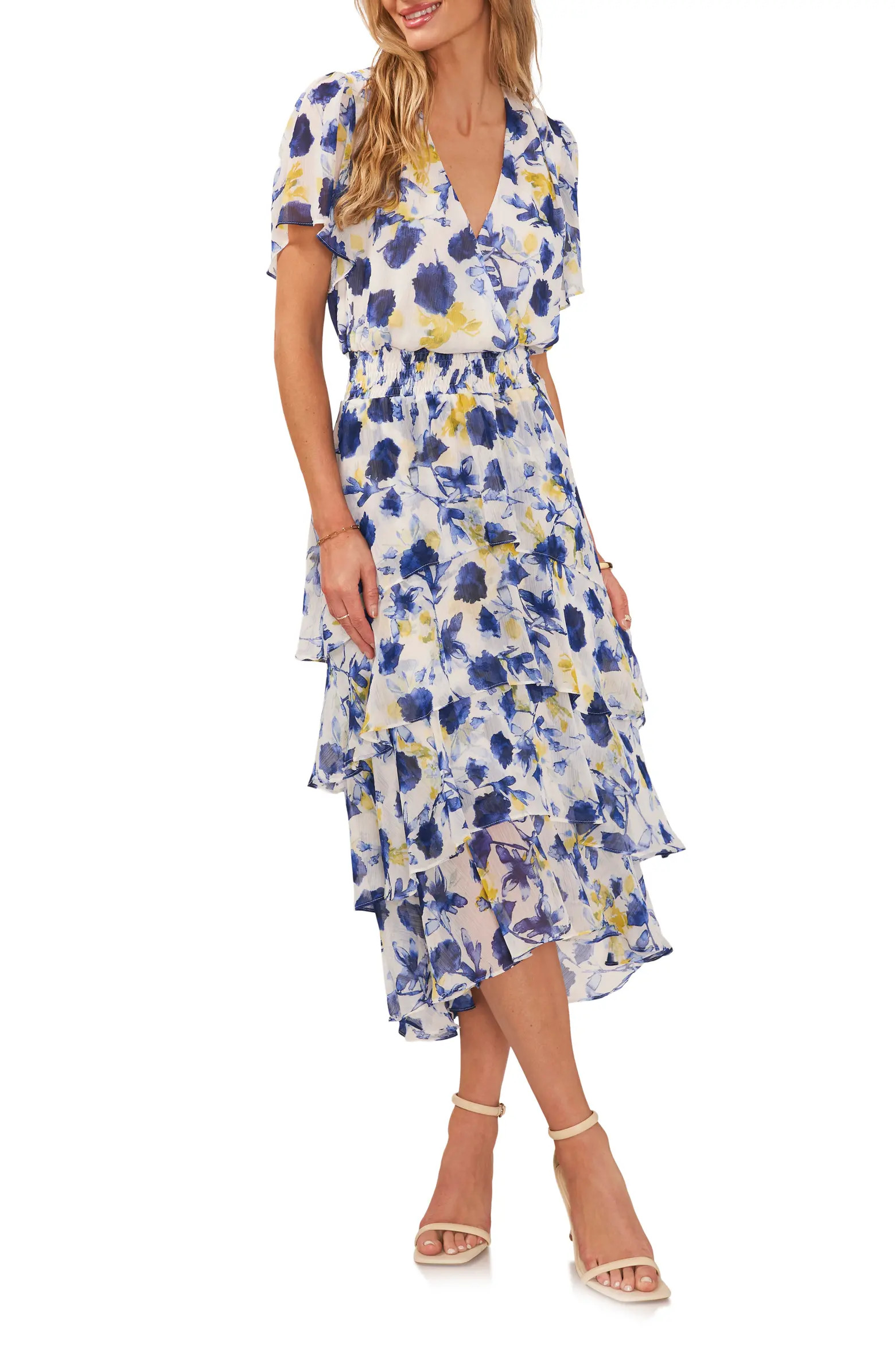 Floral Tiered Midi Dress | Nordstrom