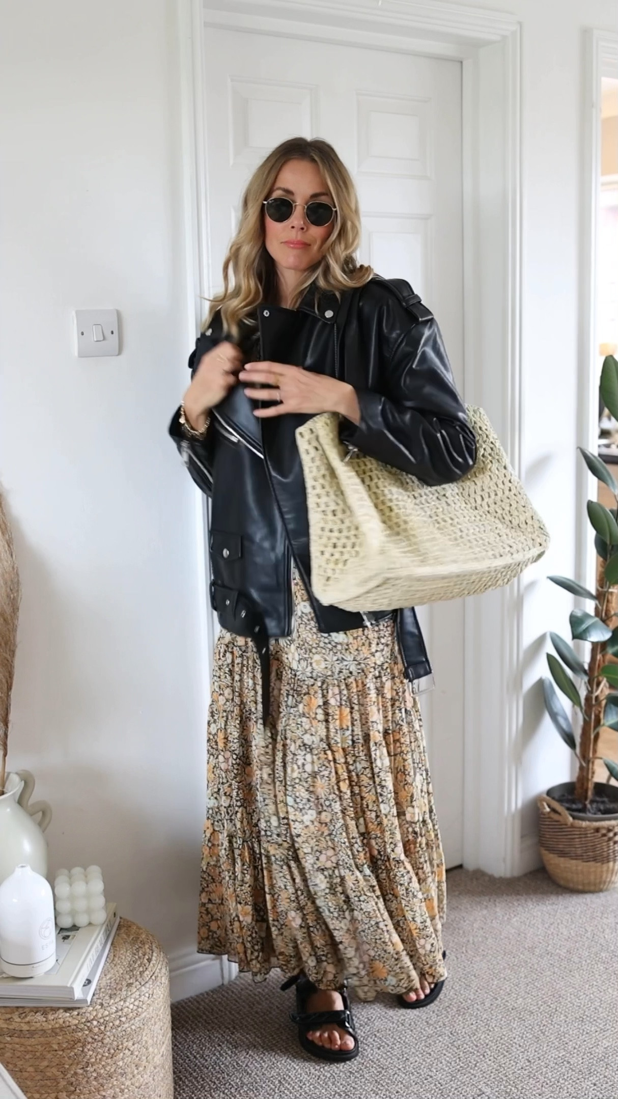 Free people dress 
Spring style 
Spring dress 
Oversize leather jacket 
Basket bag 
Dad sandles 

#LTKSeasonal #LTKeurope #LTKstyletip