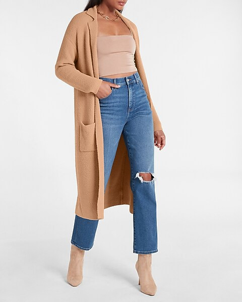 Cozy Notch Collar Duster Cardigan | Express