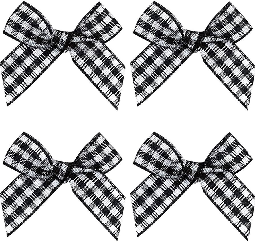 VIVIQUEN Gingham Craft Ribbon Bows Mini Checkered Ribbon Flowers Appliques for Sewing, Gift, DIY ... | Amazon (US)