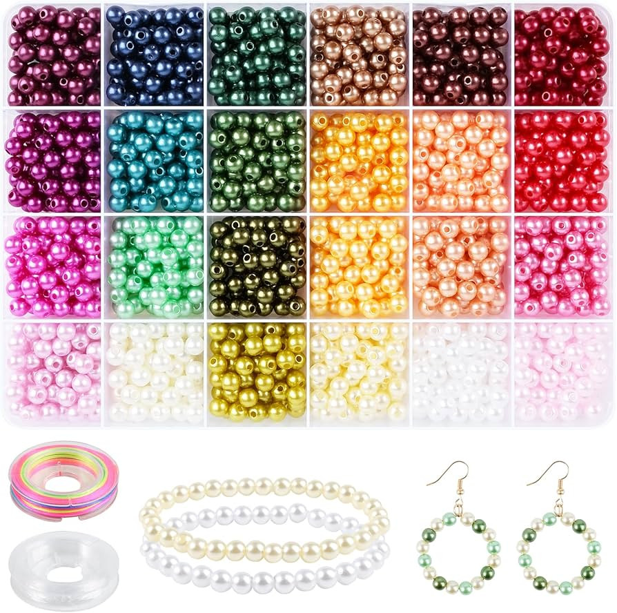 EUES 6mm Perlen Bunte, 1400+ Beads for Jewellery Making, Bunte Perlen zum Auffädeln Erwachsene f... | Amazon (DE)