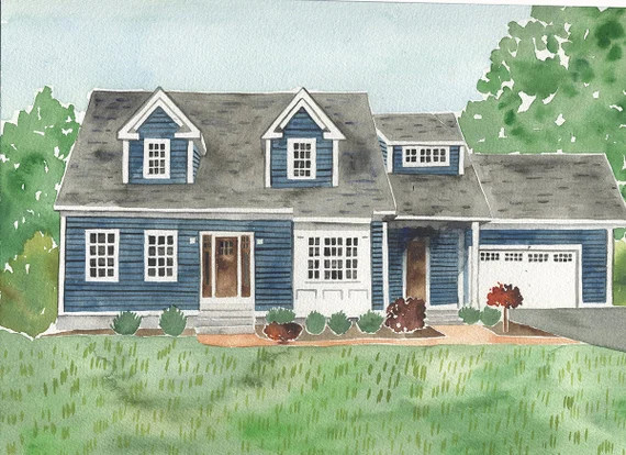 Watercolor House Portrait, House Watercolor, House Portrait, Watercolor House, House Painting, Cu... | Etsy (US)