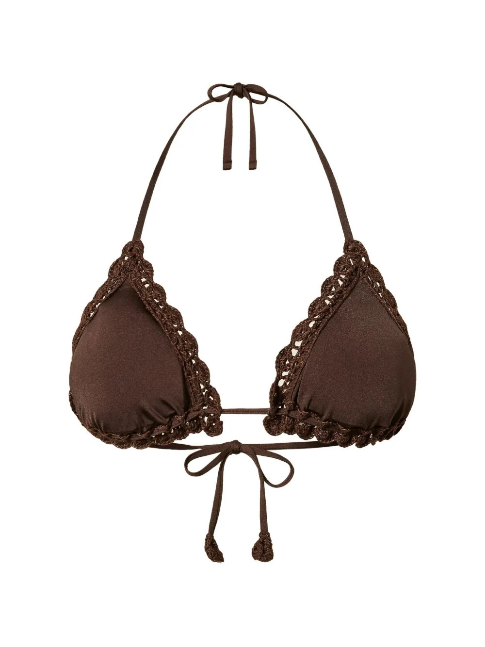 TWINSET triangle bikini top with crochet detail - Brown | Farfetch Global