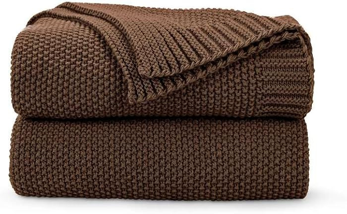 CozeCube Brown Throw Blanket for Couch, Soft Cozy Cable Knit Throw for Bed Sofa Living Room, Ligh... | Amazon (US)