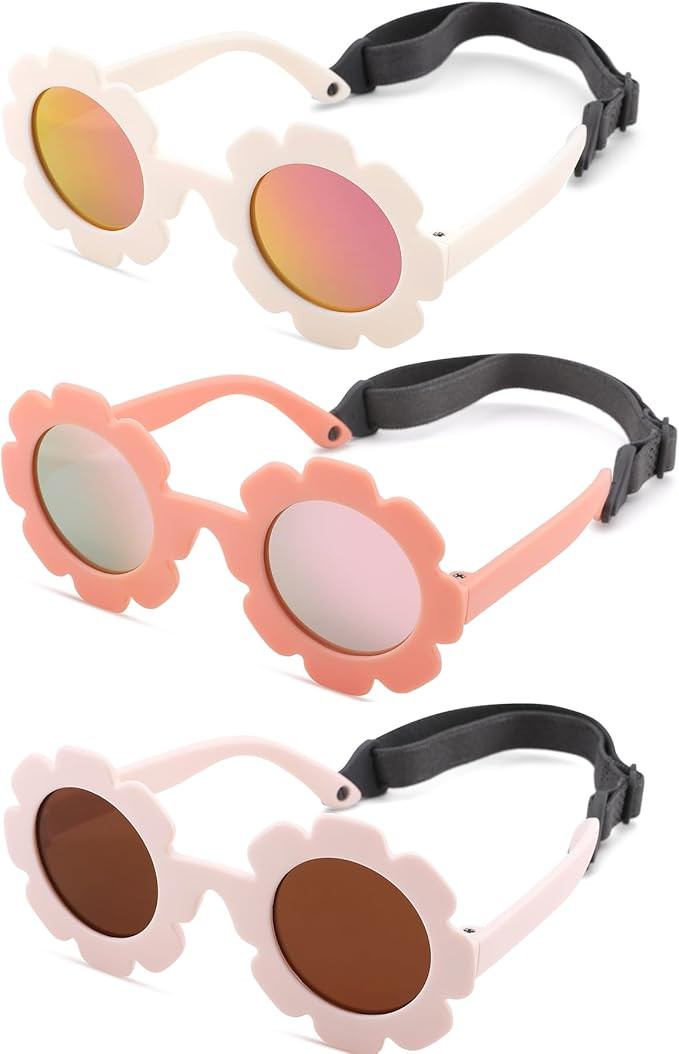 Polarized Baby Sunglasses with Strap - Unbreakable Infant Flowers Sunglasses for Newborn Girls Bo... | Amazon (US)