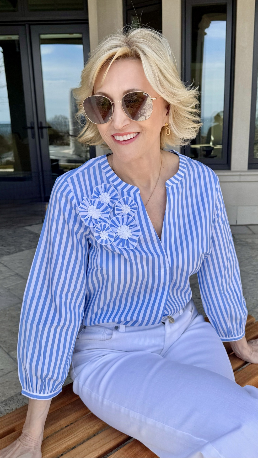 Some outfits just make getting dressed feel easy 🤍 A classic long sleeve pin stripe top, my favorite wide flared jeans, and comfy slides is the kind of look I keep reaching for lately. Casual, effortless, and still put together enough for coffee runs, errands, or a relaxed lunch out. Honestly love those simple combinations that always work ✨

#LTKSeasonal #LTKOver40 #LTKootd