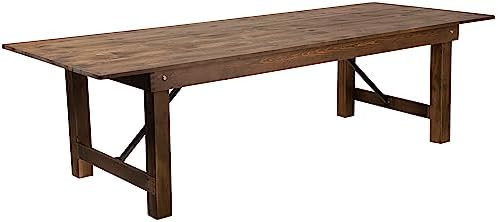 Flash Furniture Hercules Series 9' x 40" Rustic Solid Pine Folding Dining Table, Rectangular Anti... | Amazon (US)