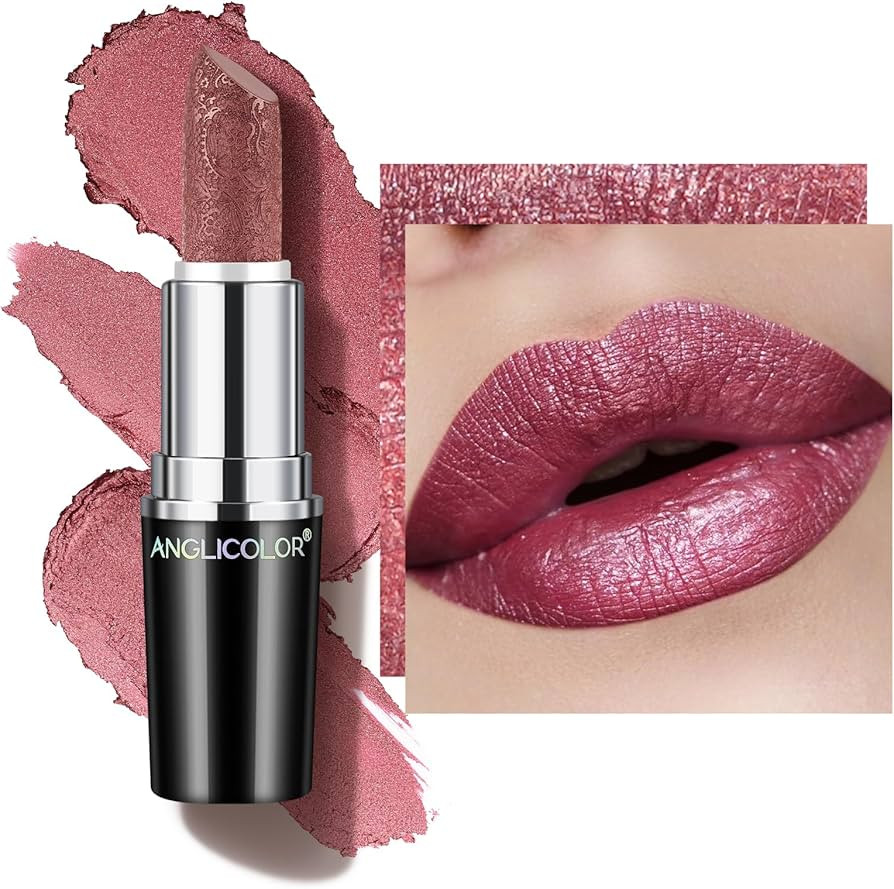 Glitter Plum Lipstick,High Impact Lipcolor,Lightweight Hydrating Formula,Metallic Lipstick For Wo... | Amazon (US)