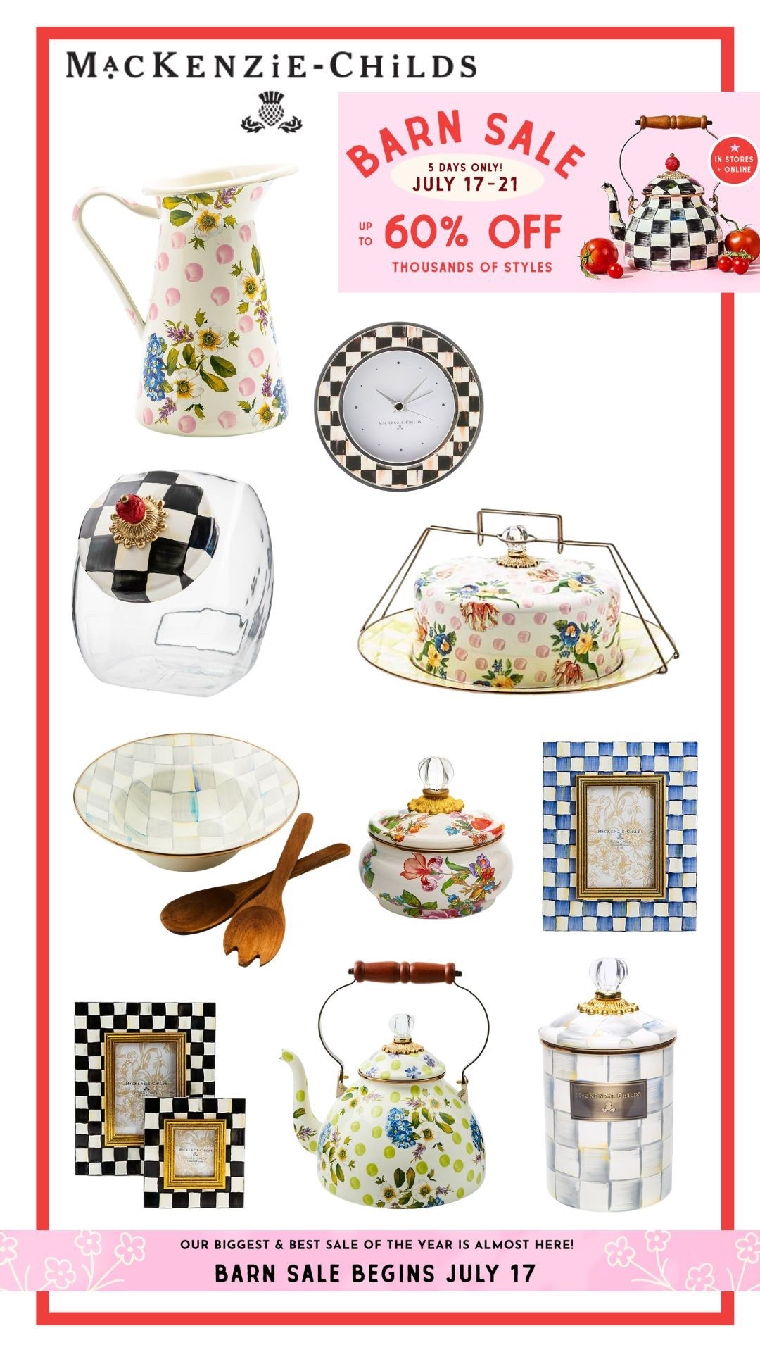 Mackenzie Childs Barn Sale up to 60% off! Shop the sale here! 

#LTKHome #LTKMidsize #LTKSaleAlert