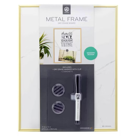 Ubrands® Marble Dry Erase Board Gold Frame 11"x14" White | Target