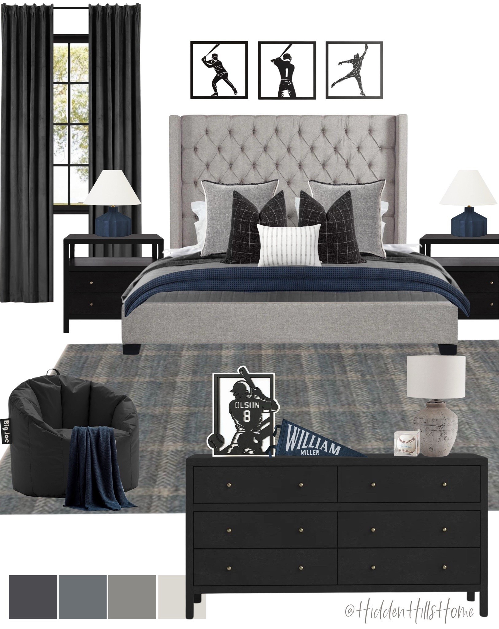 Boys room decor ideas, Baseball themed bedroom decor, boys room mood board, sports themed bedroom, masculine boys room design #boysbedroom



#LTKHome #LTKKids #LTKSaleAlert