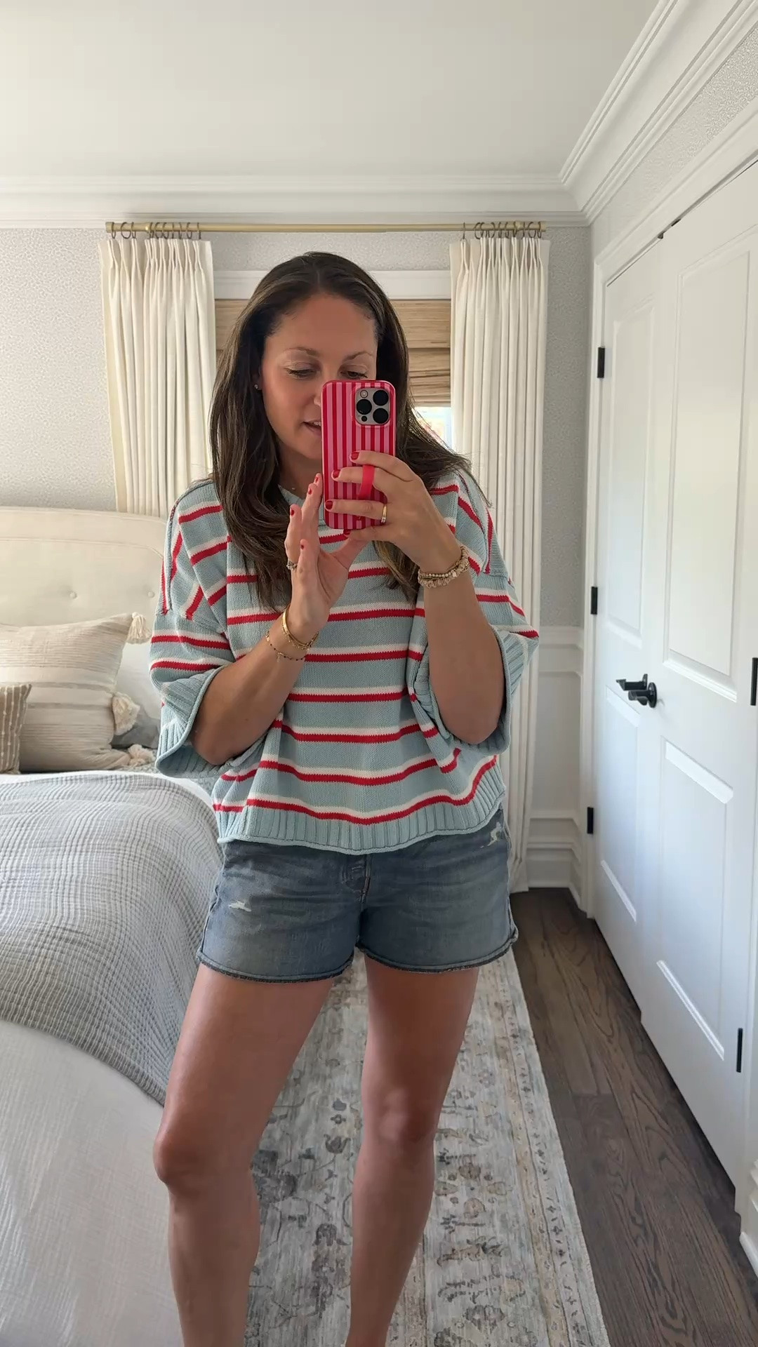 Cutest Americana top! How pretty would this be for Memorial Day weekend (or really all summer long?!) wearing a medium and it’s perfectly oversized. My faux jean shorts are also worn on repeat along with my @Target ballet flats!

#LTKootd #LTKSeasonal #LTKmorningroutine