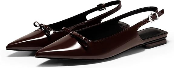Coutgo Womens Slingback Flats Bow Slip on Dress Shoes Buckle Comfortable Ballet Flats Pointed Toe... | Amazon (US)