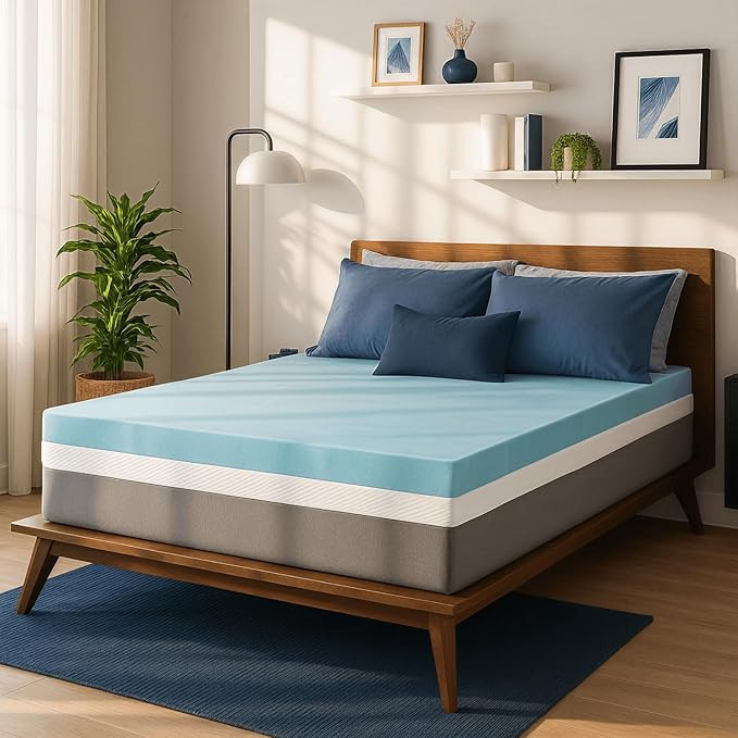 Gel Swirl Memory Foam Mattress Topper - 2 Inch, Pressure Relieving, Cooling Comfort - Made in The... | Amazon (US)
