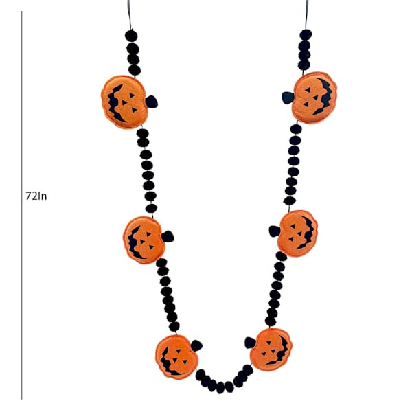 Orange Pumpkin Pom Pom Garland, 72" | At Home
